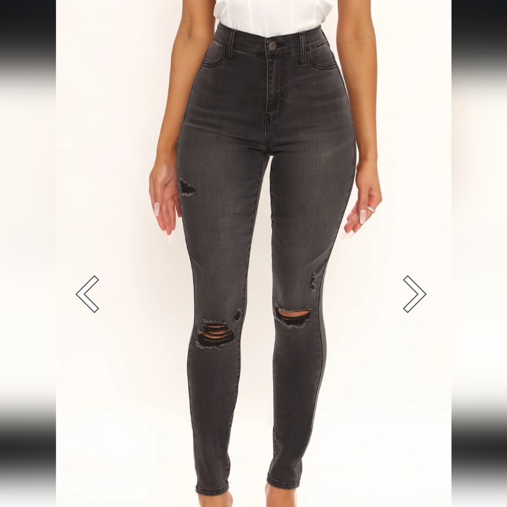 Women's High-Waisted Distressed Grey Jeans by Fashion Nova